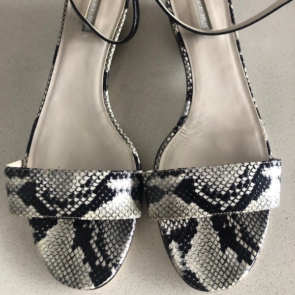Giorgio Armani Snake Skin Black/White/Gray Ankle Strap Sandals - Picture 2 of 8